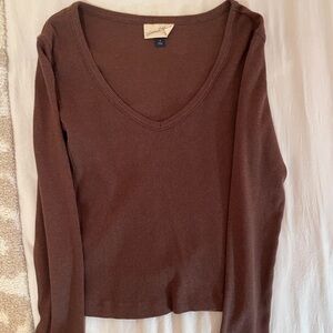 Brown v neck long sleeve Sooo cute